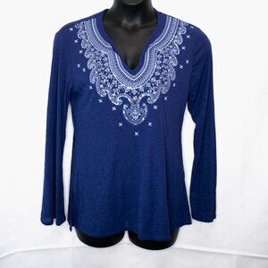 B Moss Embellished T Shirt Juniors XL Purple Sequin Top Y2K Fairy Stretch YY01X